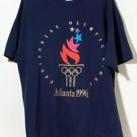 Tops - Retro 1990S Atlanta 1996 Olympic Games Navy Blue Shirt